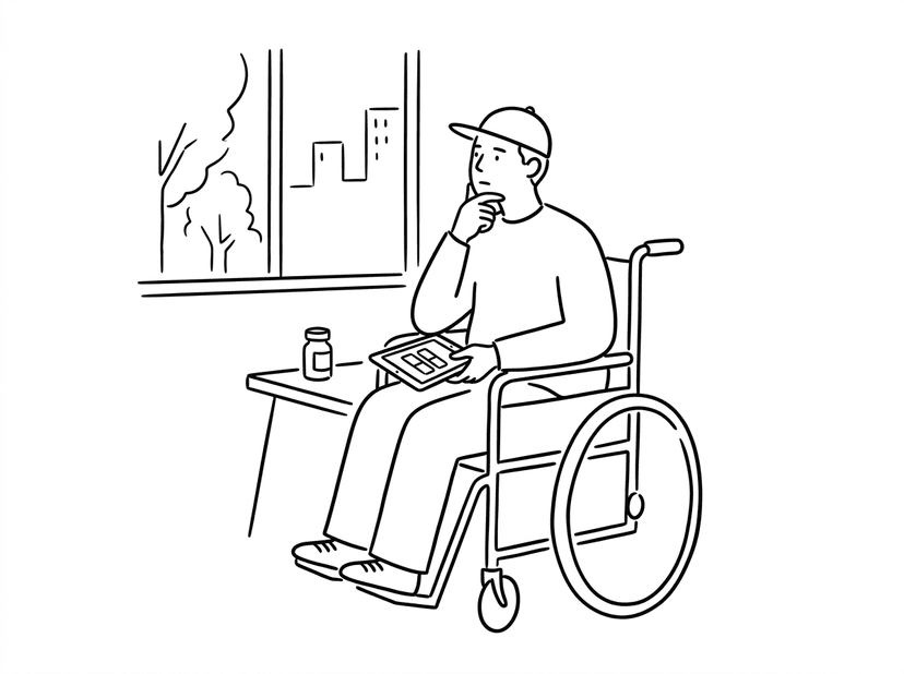 車椅子に座る男性