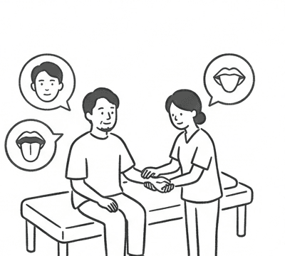 東洋医学の四診で体の状態を確認するイラスト